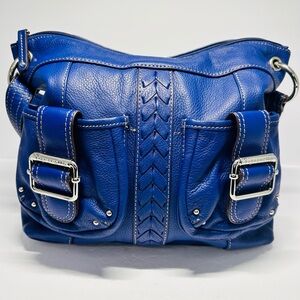 Tignanello Navy Blue Pebbled Leather Crossbody Bag